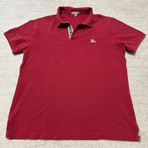 Burberry Brit Men's Size Large Red Polo Shirt Designer Logo